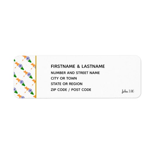 INDIEN FLAG | John 3:16 | Indian Map Rücksendeadre (Vorne)