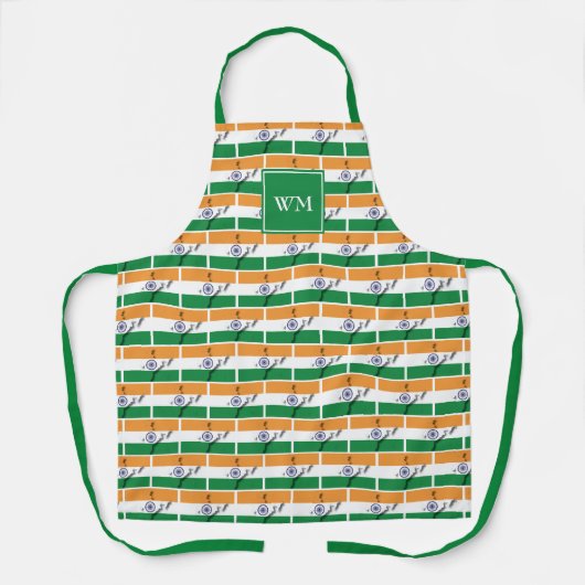 INDIEN FLAG | Monogramm | Indisch Schürze (Vorderseite)
