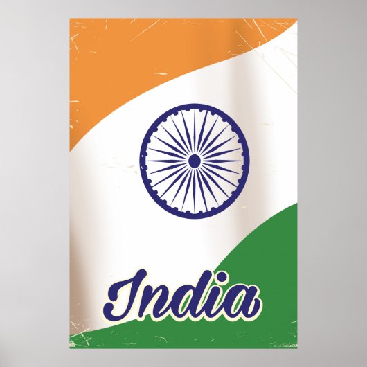Indien Flag Vintage Reiseplakat. Poster (Vorne)