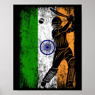 Indien-Flagge Indische Cricket-Trikot Fan Spieler Poster