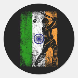 Indien-Flagge Indische Cricket-Trikot Fan Spieler  Runder Aufkleber