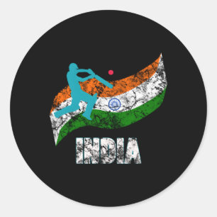 Indien Flagge Indischer Cricket Runder Aufkleber