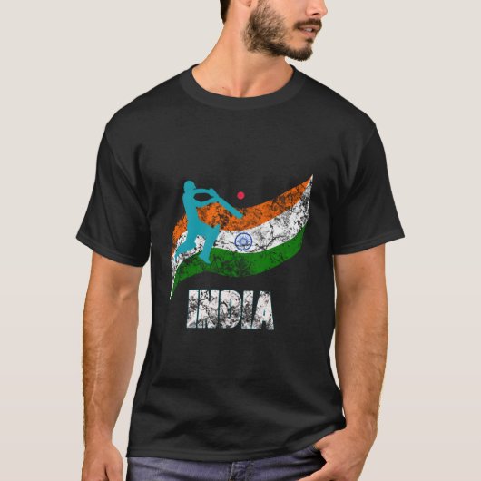 Indien Flagge Indischer Cricket T-Shirt (Vorderseite)