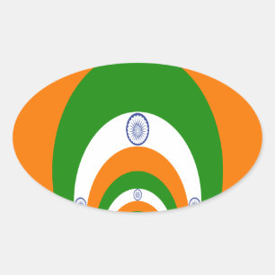 Indien-Flagge Kaleidoskop: Endlose Einheit & Patri Ovaler Aufkleber
