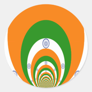 Indien-Flagge Kaleidoskop: Endlose Einheit & Patri Runder Aufkleber