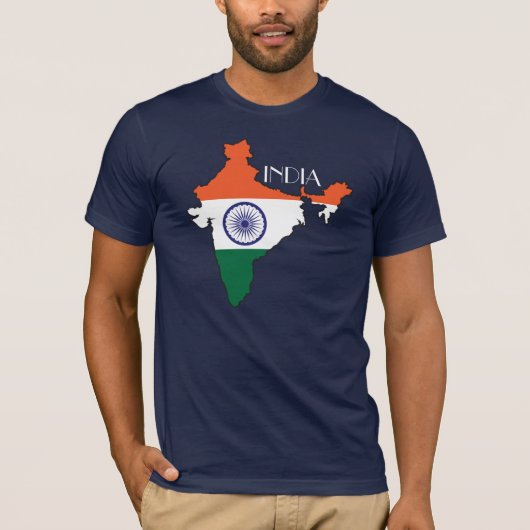 Indien Flagge-Karte Shirt (Vorderseite)