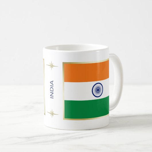 Indien-Flagge + Karten-Tasse Kaffeetasse (VorderseiteRechts)
