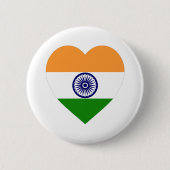 Indien-Flaggen-Herz Button (Vorderseite)