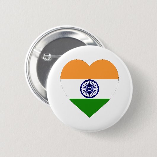 Indien-Flaggen-Herz Button (Vorne & Hinten)