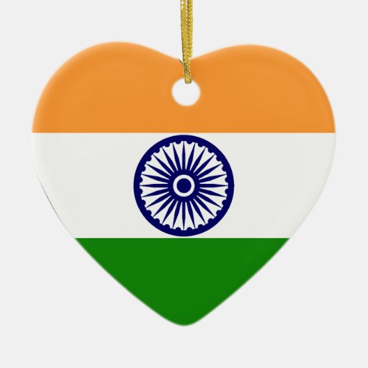 Indien-Flaggen-Herz Keramik Ornament (Vorne)