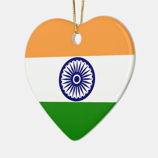 Indien-Flaggen-Herz Keramik Ornament (Links)