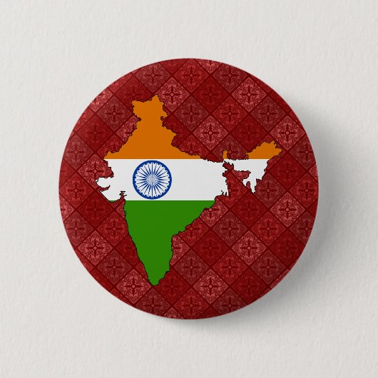 Indien-Flaggen-Karte Größengleich Button (Vorderseite)