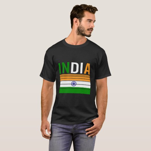 Indien Flaggen T-Shirt Indischer Prix Geschenk Ind (Vorne ganz)