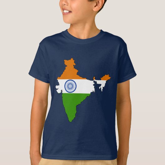 Indien-Flaggenkarte T-Shirt (Vorderseite)