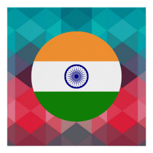 Indien-Flaggenkreis auf modernem bokeh Poster