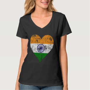 Indien Herz Flagge Vintage Indisch T-Shirt