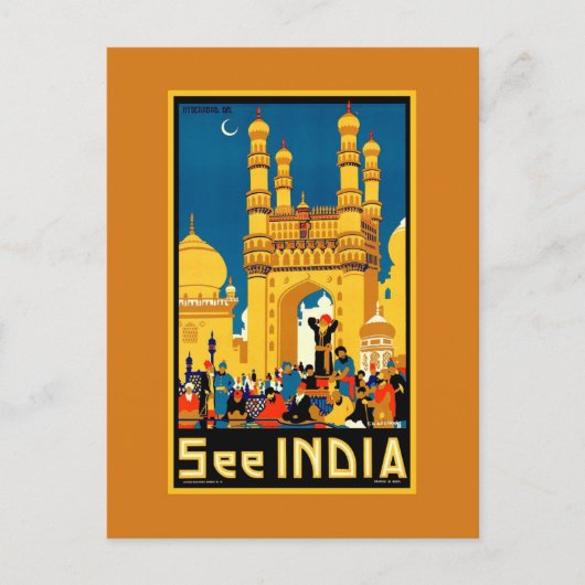 Indien Hyderabad Vintage Reise Postkarte (Vorderseite)