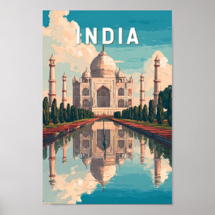 Indien Illustration Reise Kunst Vintage Poster