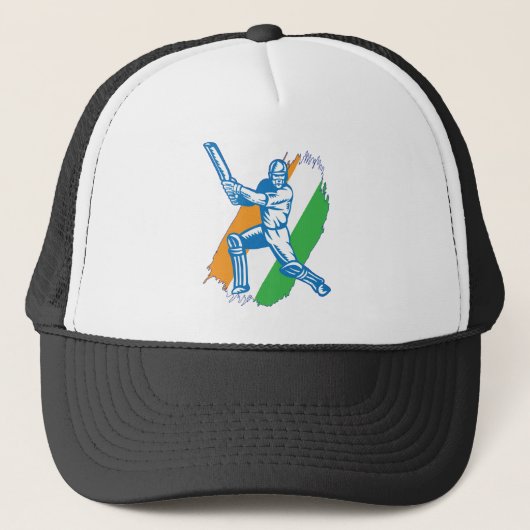 Indien Indian Cricket Player Batsman Design Truckerkappe (Vorderseite)