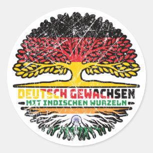 Indien Indisch Deutsch Deutschland Baum Wurzel Runder Aufkleber