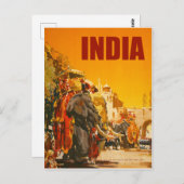 Indien, Indische Elefantenstadt-Parade Postkarte (Vorne/Hinten)