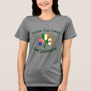 Indien Irland USA Shamrock Personalisiertes Damen- Tri-Blend Shirt