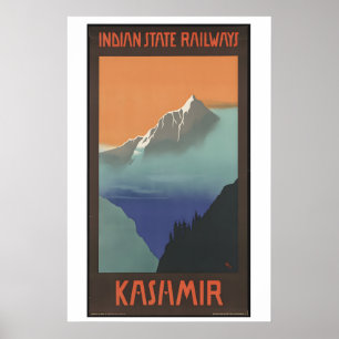 Indien Kashmir Vintage Reiseposter - Gerahmt Poster