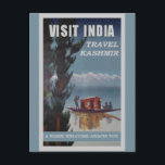 Indien Kashmir Vintage Travel Poster Postkarte<br><div class="desc">Jeder würde Liebe haben,  dieses Vintage indische Reiseplakat mit einer Retro-Abbildung von Kaschmir,  Indien,  zu erhalten!</div>