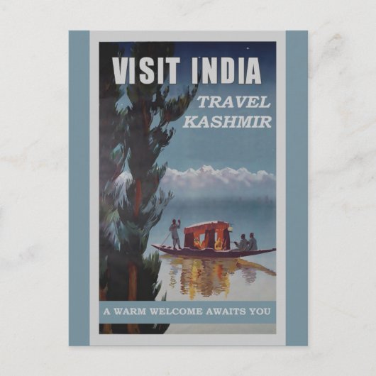 Indien Kashmir Vintage Travel Poster Postkarte (Vorderseite)