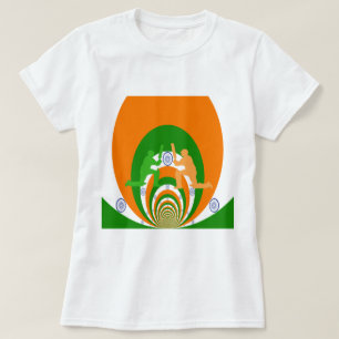 Indien Kricket Geist Abstraktes Design T-Shirt