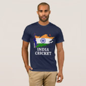 Indien-Kricket mit indischer Flagge - Schlaganfall T-Shirt (Vorne ganz)