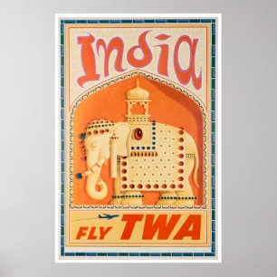 Indien Kunst TWA Reiseplakat Indischer Druck Poster