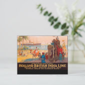 Indien-Linie, Elefantenvermieter am Wasser Postkarte (Stehend Vorderseite)