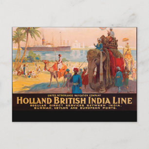 Indien-Linie, Elefantenvermieter am Wasser Postkarte