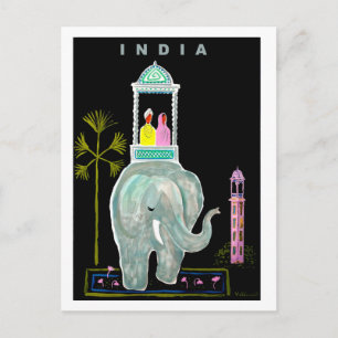 Indien, Paare, die auf blauem Elefanten reiten, Ma Postkarte