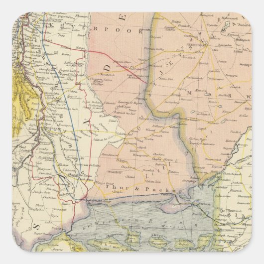 Indien, Pakistan Quadratischer Aufkleber (Vorderseite)