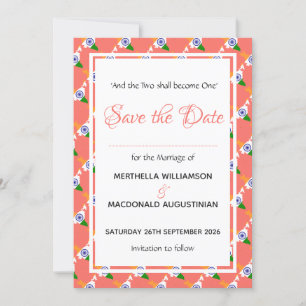 INDIEN Patriotische Hochzeits-Sonderfeier Coral Save The Date