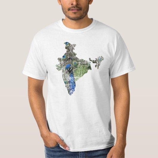 Indien-Pfau-Karten-Shirt T-Shirt (Vorderseite)