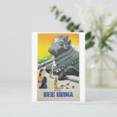Indien Postkarte von Vintage Poster (Stehend Vorderseite)