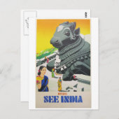 Indien Postkarte von Vintage Poster (Vorne/Hinten)