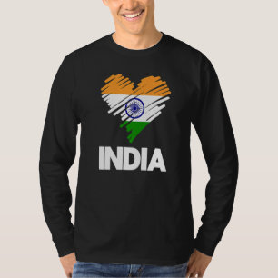 Indien Proud Flag Day Hindi Indian Heart Liebe Hin T-Shirt