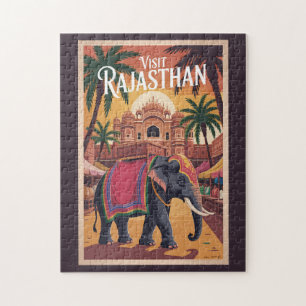 Indien Rajasthan Illustration Reise Kunst Vintage Puzzle