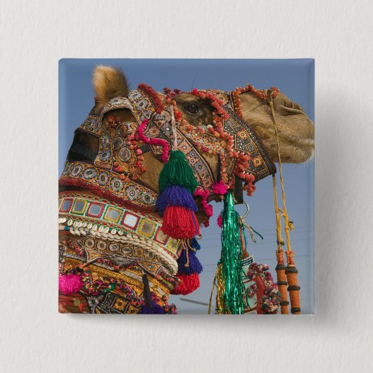 INDIEN, Rajasthan, Pushkar: PUSHKAR KAMELMESSEN, Button (Vorderseite)