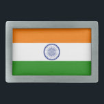 Indien Rechteckige Gürtelschnalle<br><div class="desc">Indische Flagge</div>