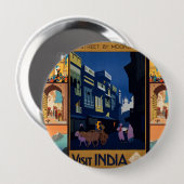 Indien Reiseplakat Collage Knopf Button (Vorne & Hinten)