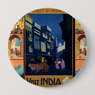 Indien Reiseplakat Collage Knopf Button