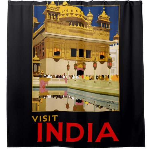 Indien Reiseplakat indische Vintage Kunst Duschvorhang (Vorderseite)