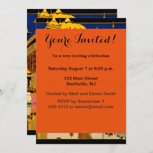 Indien Reiseplakat indische Vintage Kunst Einladung