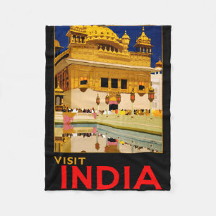 Indien Reiseplakat indische Vintage Kunst Fleecedecke