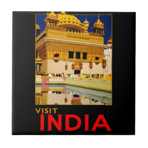 Indien Reiseplakat indische Vintage Kunst Fliese